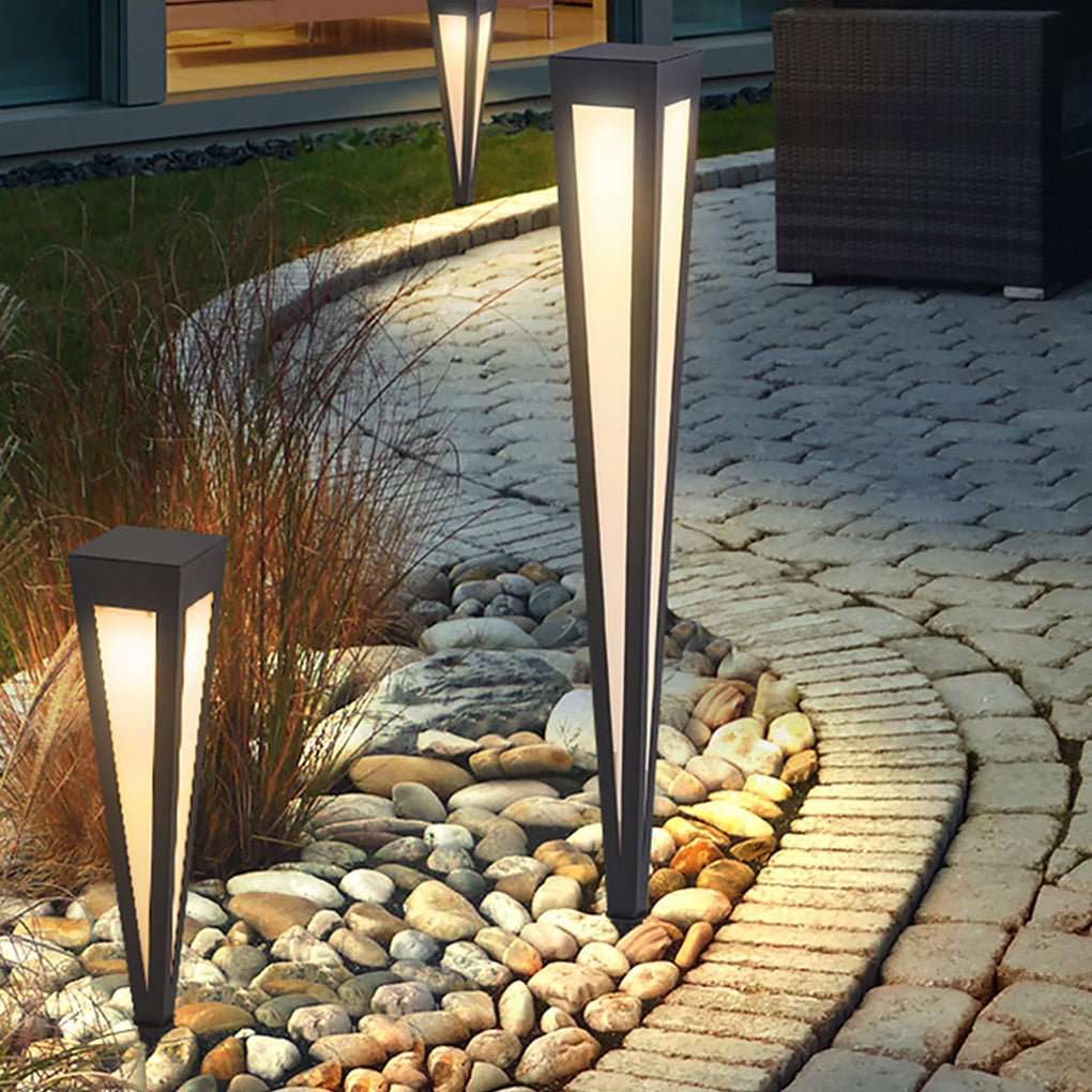 Adjustable RGB Solar LED Pathway Light with Square Top and Conical Base