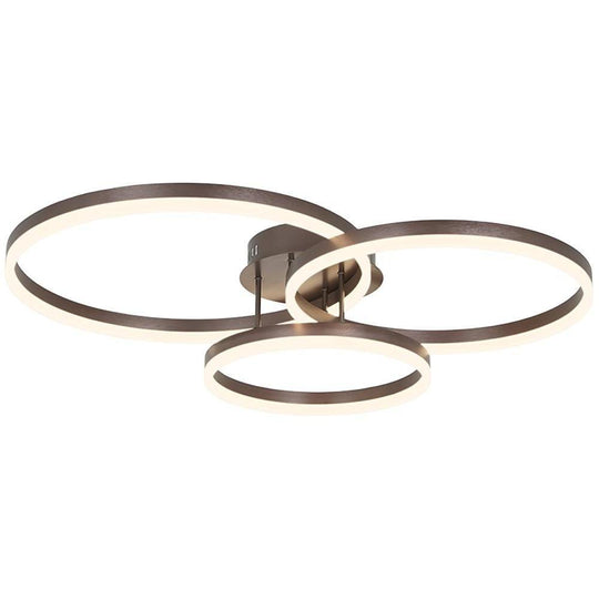 Metal Acrylic Ringed Large Flush Mount Ceiling Light with 3 Adjustable LED Lights