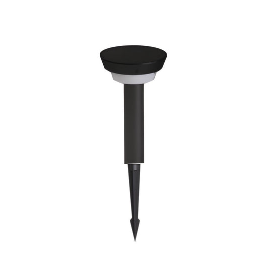 Sleek Modern Black Cylinder LED Solar Path Light with Adjustable Spike &amp; Base