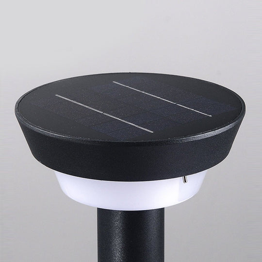 Sleek Modern Black Cylinder LED Solar Path Light with Adjustable Spike &amp; Base