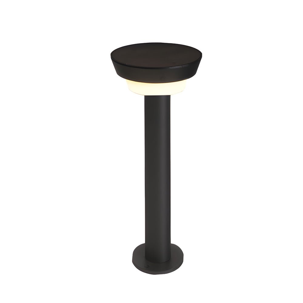 Sleek Modern Black Cylinder LED Solar Path Light with Adjustable Spike &amp; Base