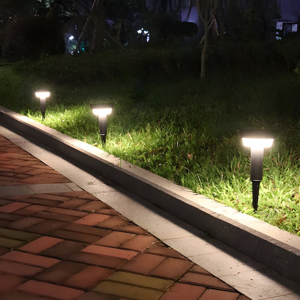Sleek Modern Black Cylinder LED Solar Path Light with Adjustable Spike &amp; Base