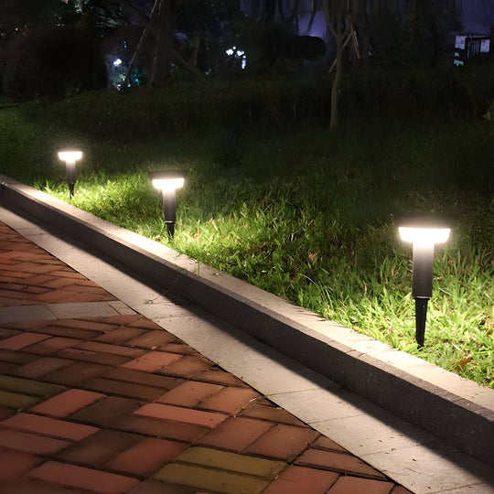 Sleek Modern Black Cylinder LED Solar Path Light with Adjustable Spike &amp; Base
