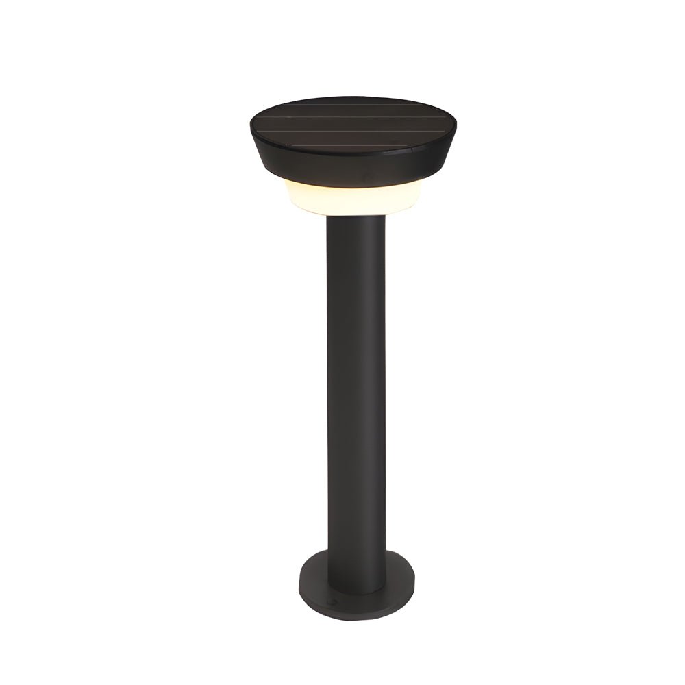 Sleek Modern Black Cylinder LED Solar Path Light with Adjustable Spike &amp; Base