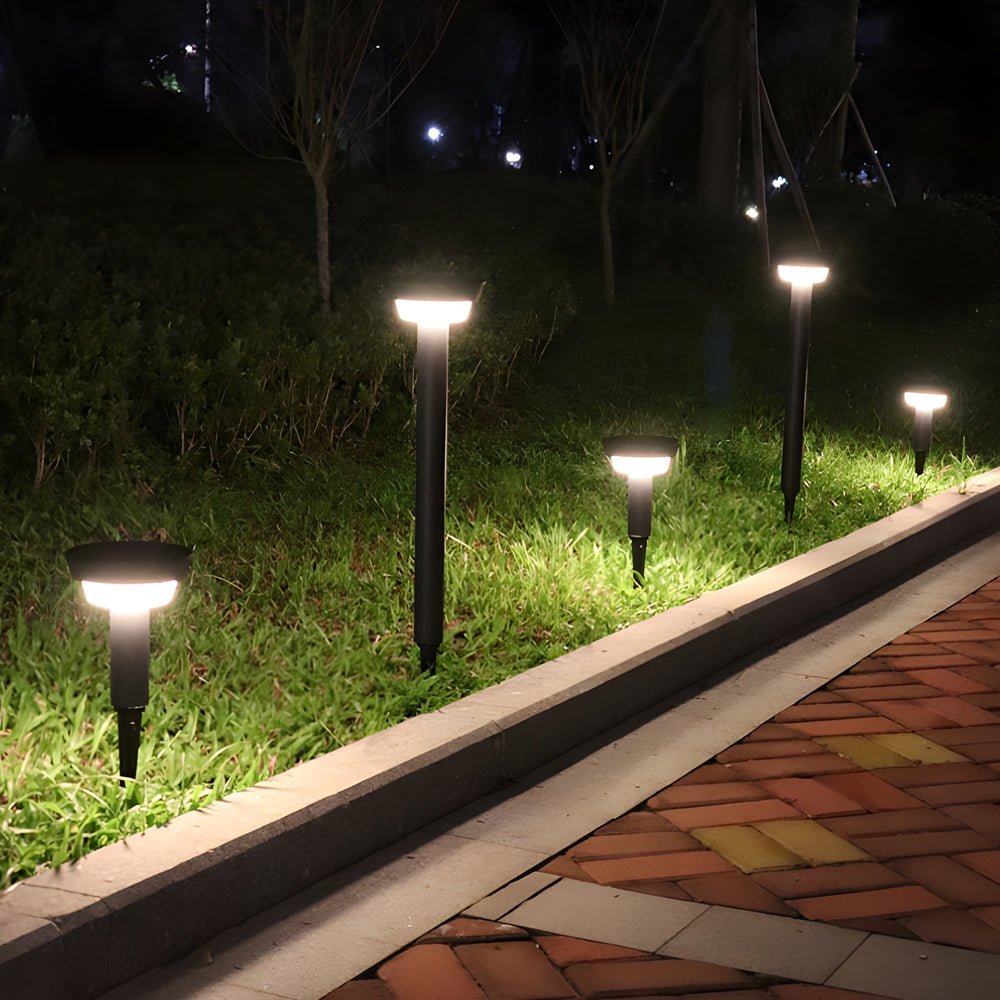 Sleek Modern Black Cylinder LED Solar Path Light with Adjustable Spike &amp; Base