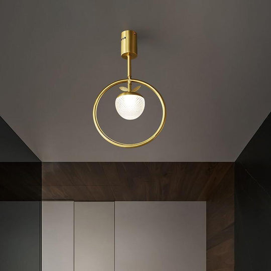 Circle LED Gold Flush Mount Ceiling Light – Modern Nordic Acrylic &amp; Copper Design