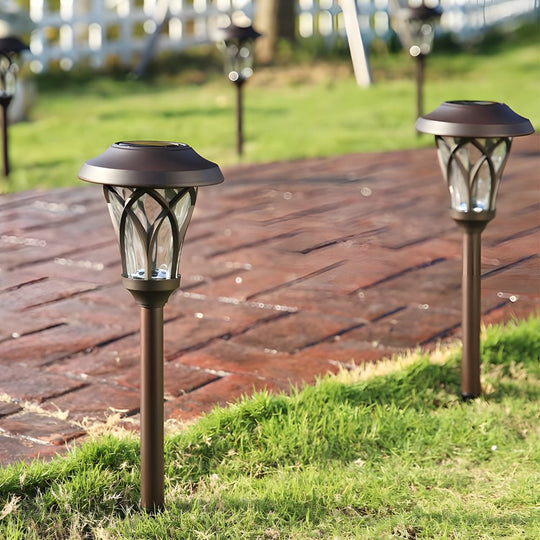 Solar Glass &amp; Metal LED Stake Lawn Light