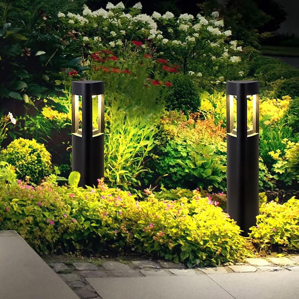 Triple Side Emitting Solar LED Garden Bollard Lights Heart Design &amp; Weatherproof