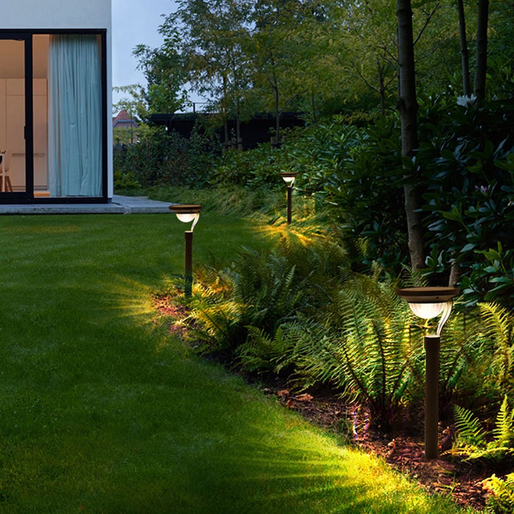 Conical Floating Top Solar Pathway Light Auto On Off Waterproof Outdoor Lamp