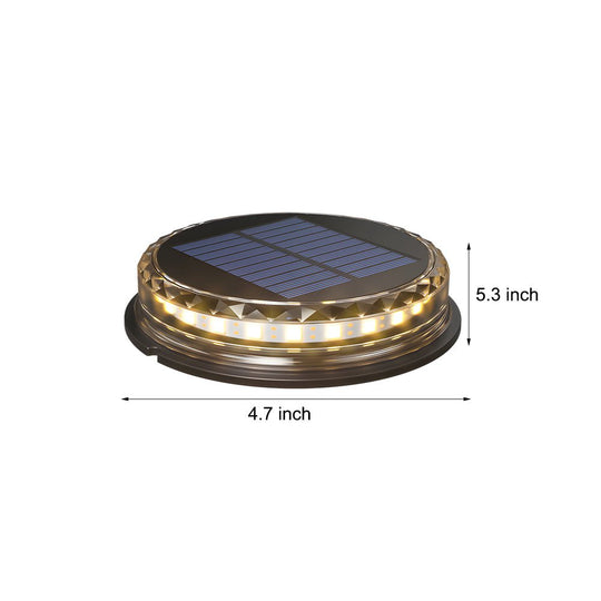 Solar Powered LED Black Disc Pathway Lights 4 Pack Outdoor Lighting