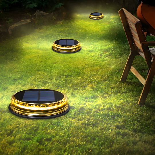 Solar Powered LED Black Disc Pathway Lights 4 Pack Outdoor Lighting