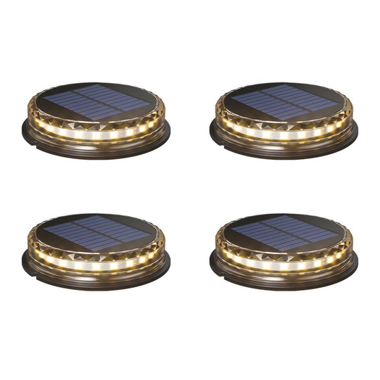 Solar Powered LED Black Disc Pathway Lights 4 Pack Outdoor Lighting