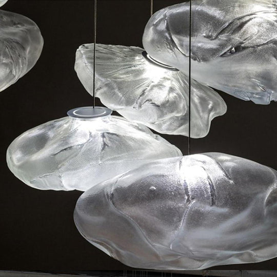 Industrial Metal Glass Bubble Irregular Oval Staircase Chandeliers