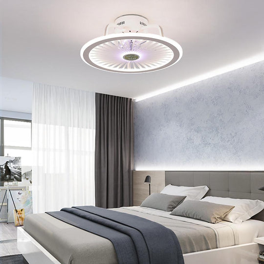 Modern Black &amp; White Bladeless Ceiling Fan with LED Light