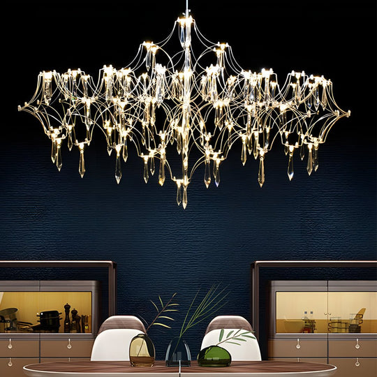 Stainless Steel Crystal Raindrops LED Italian Style Chandelier