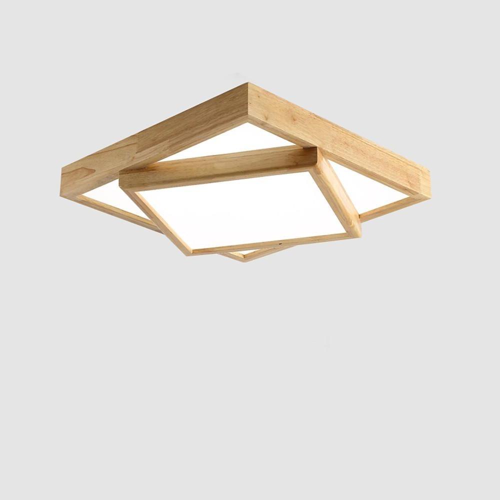 Artistic Wood Squares Dimmable LED Nordic Ceiling Light Flush Mount