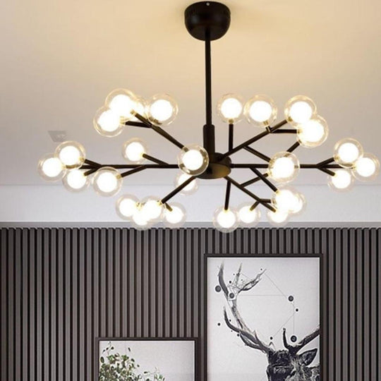 Novelty 30-Light Glass Orb Bubble LED Sputnik Sphere Chandelier – 33" Wide