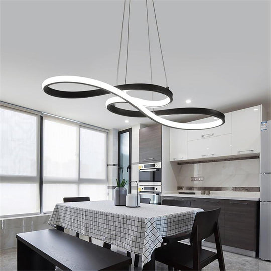 Geometric Wave Semi-Flush Chandelier – Metal &amp; Silica Gel