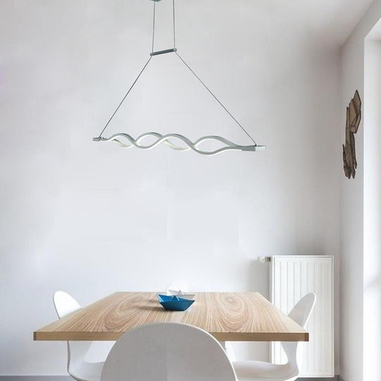 Double Wavy LED Modern Chandelier Dining Room Light Fixture