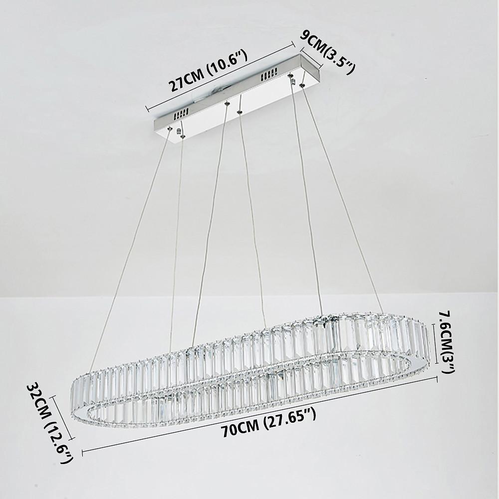 Chrome &amp; Gold Crystal Oval Ring LED Pendant Chandelier