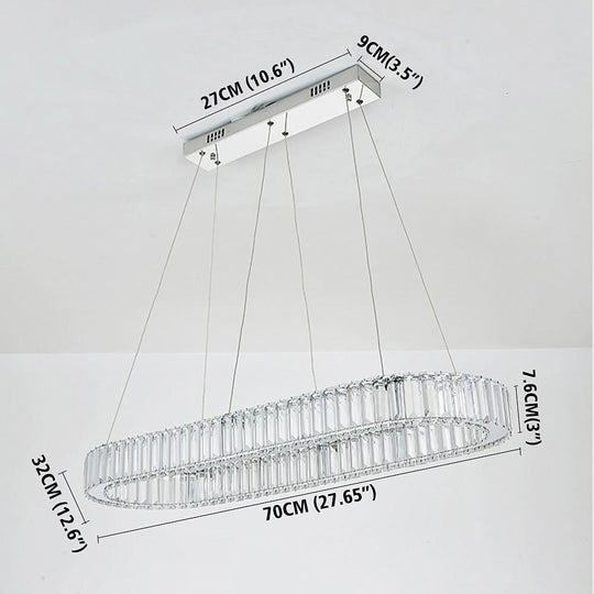 Chrome &amp; Gold Crystal Oval Ring LED Pendant Chandelier