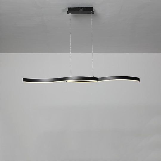 Dual Wave Metal &amp; PVC Island Dining Chandelier – 2-Light LED