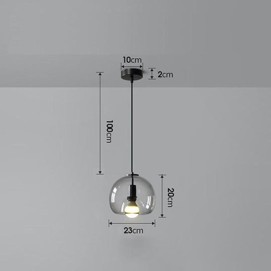Vintage Smoked Glass Metal Pendant Light