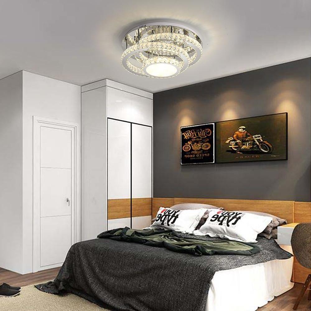Gradated Flush Mount Ceiling Light – Industrial Acrylic &amp; Stainless Steel LED