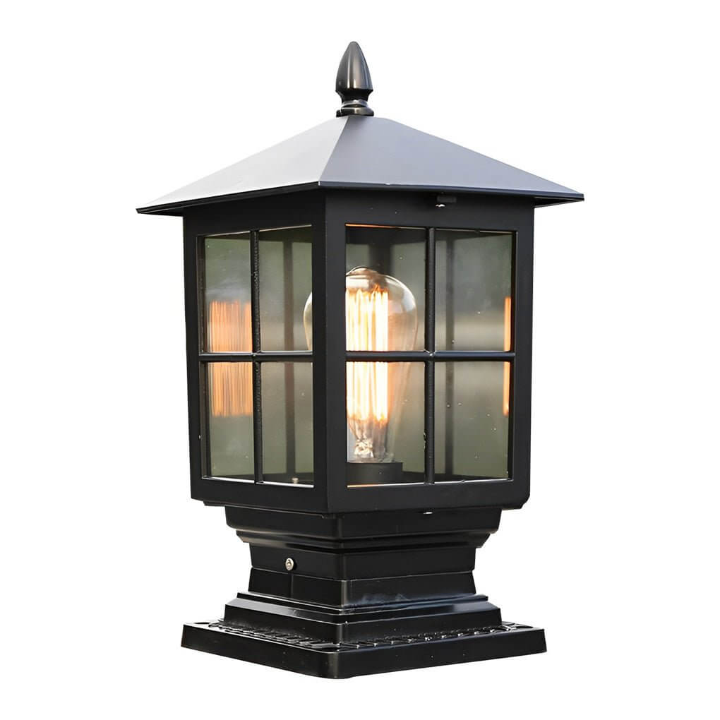 Traditional Square Waterproof LED Black Classic Solar Pillar Lights