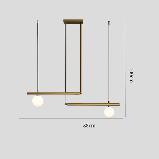 Minimalist Modern Linear Globe Pendant Lighting Copper Glass Kitchen &amp; Dining Room Light