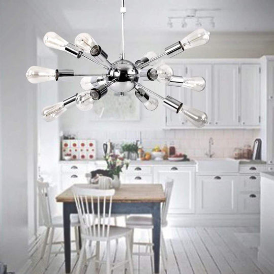Modern Silver Sputnik Chandelier Dining Room &amp; Kitchen Chandelier with 12 Bulbs