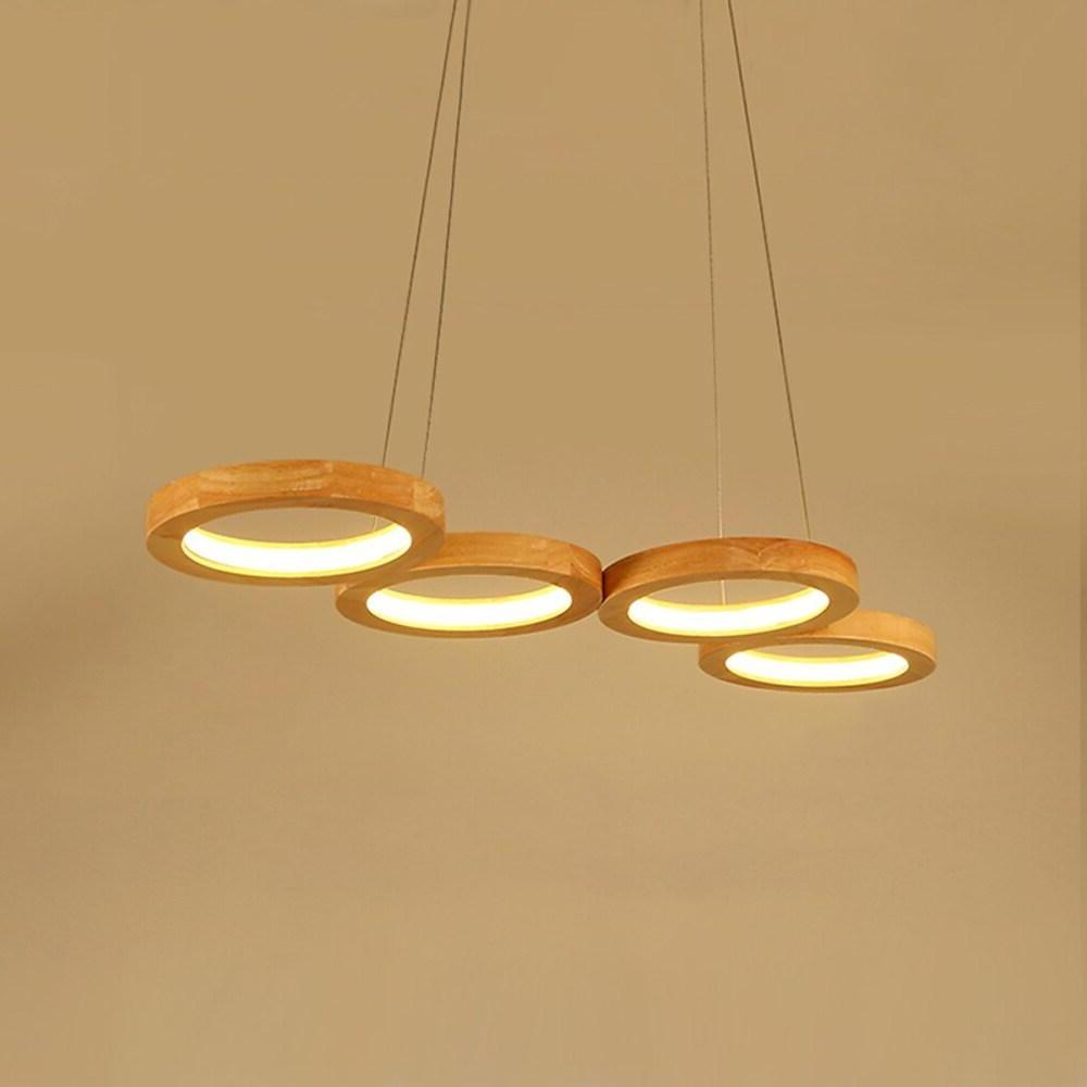 4 Circle Wood Acrylic LED Modern Pendant Light