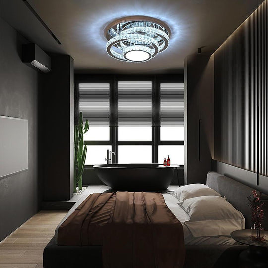 Gradated Flush Mount Ceiling Light – Industrial Acrylic &amp; Stainless Steel LED