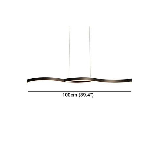 Dual Wave Metal &amp; PVC Island Dining Chandelier – 2-Light LED
