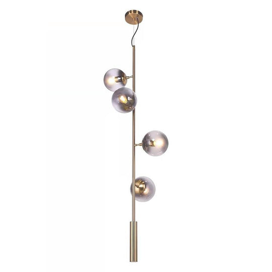 Nordic Linear Glass Globe Chandelier with 4/6 Lights