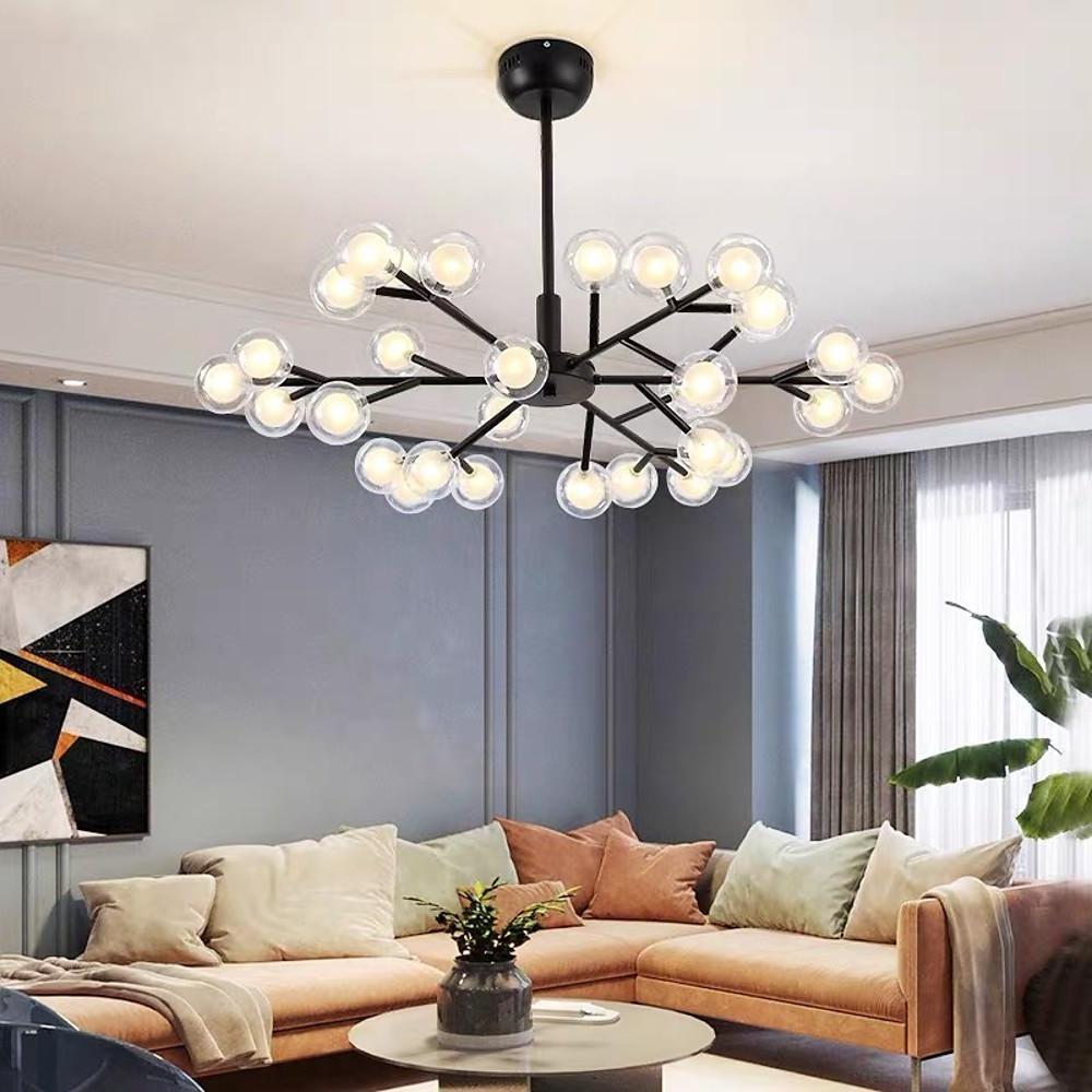 Novelty 30-Light Glass Orb Bubble LED Sputnik Sphere Chandelier – 33" Wide