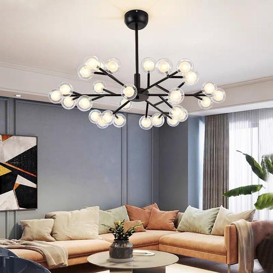 Novelty 30-Light Glass Orb Bubble LED Sputnik Sphere Chandelier – 33" Wide
