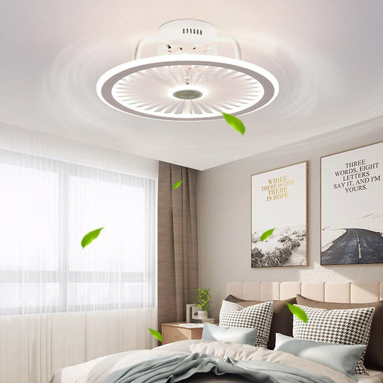 Modern Black &amp; White Bladeless Ceiling Fan with LED Light