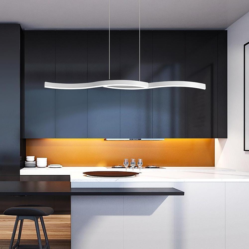 Dual Wave Metal &amp; PVC Island Dining Chandelier – 2-Light LED