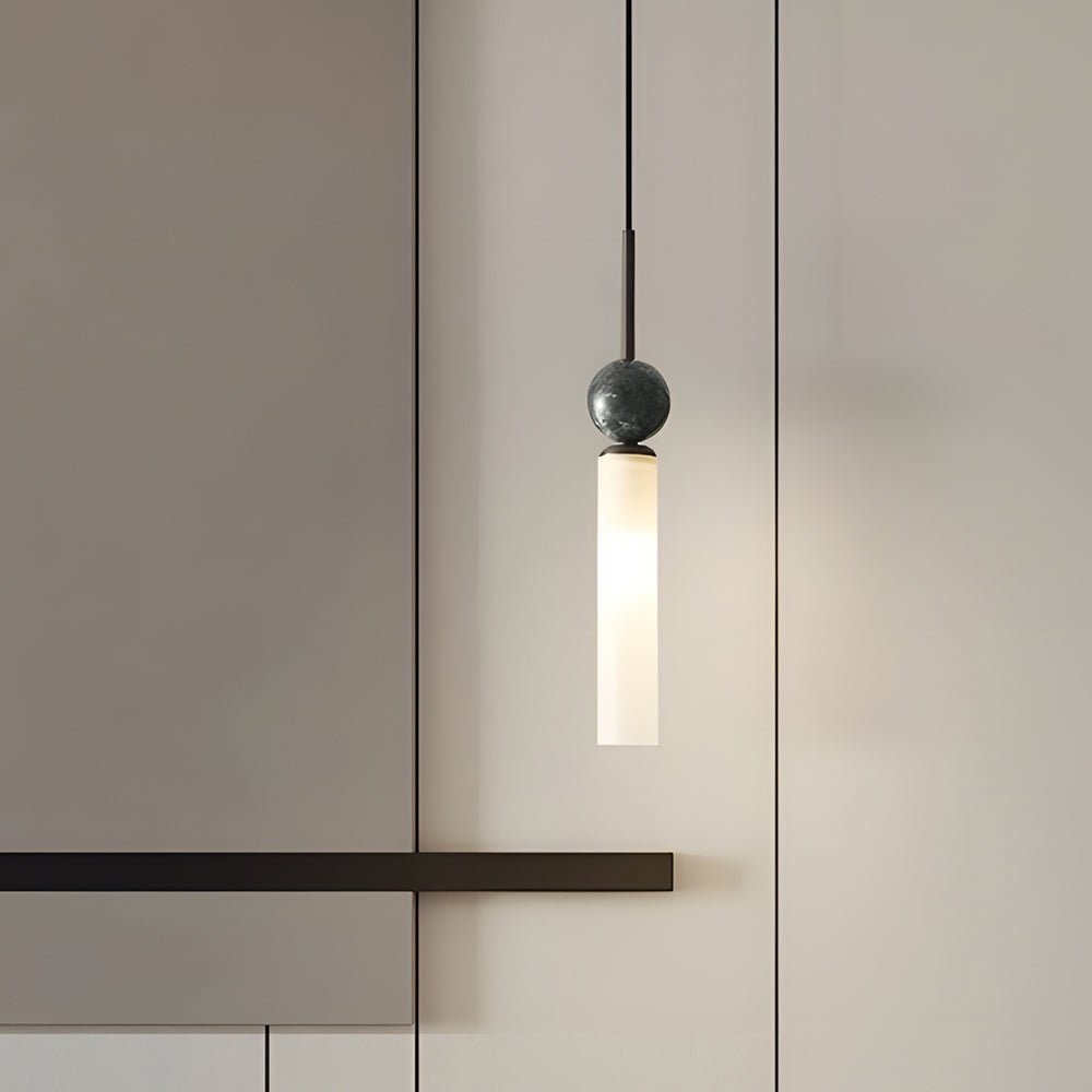 Vertical Marble Cylinder 1-Light Pendant Light