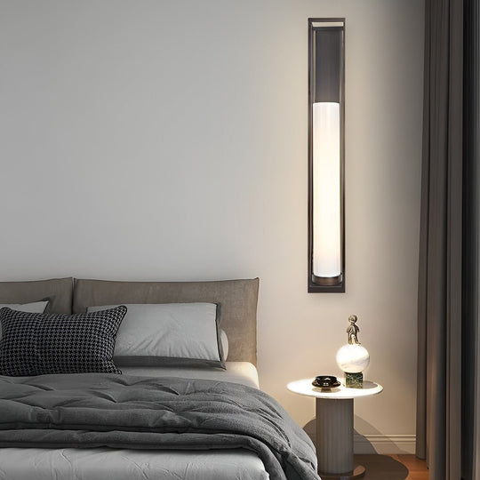 Vintage Geometric Wall Sconce – Metal &amp; White Jade Glass