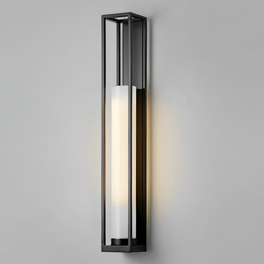 Vintage Geometric Wall Sconce – Metal &amp; White Jade Glass
