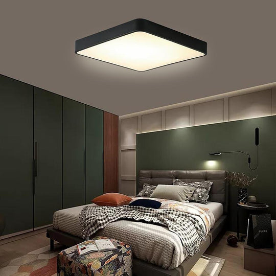 Square Modern LED Flush Mount Ceiling Light – Metal, PVC &amp; Acrylic