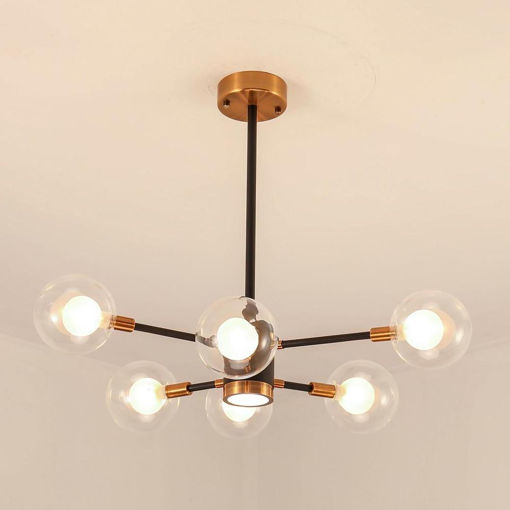 6-Light LED Glass &amp; Metal Modern Chandelier for Kitchen Island Lighting