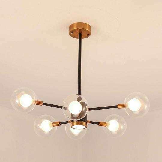 6-Light LED Glass &amp; Metal Modern Chandelier for Kitchen Island Lighting