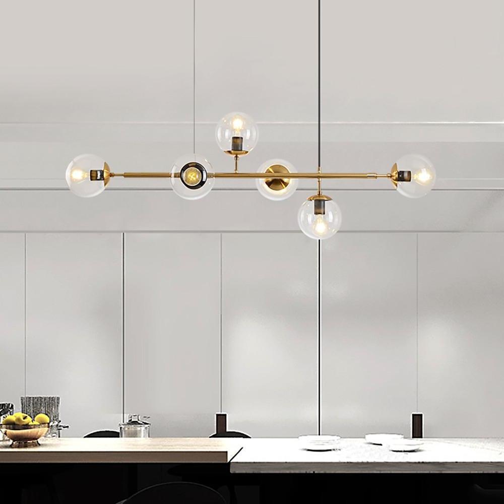 6-Glass Globe LED Electroplated Modern Chandelier