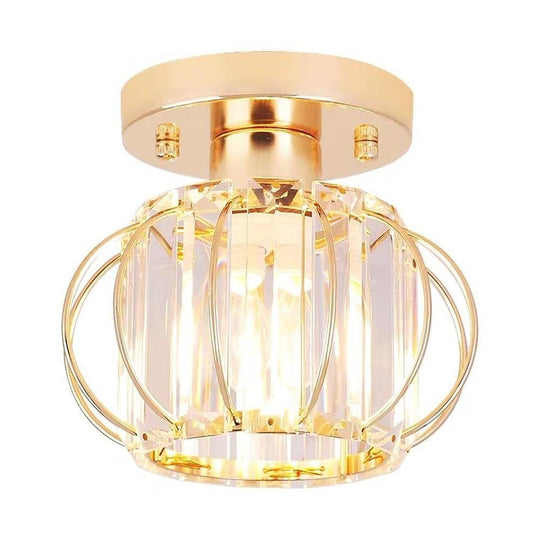 Multiple Oval LED Flush Mount Ceiling Light – Crystal &amp; Metal