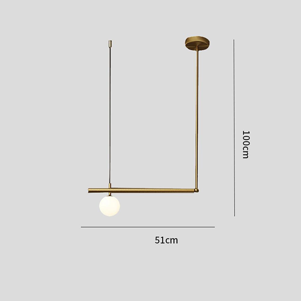 Minimalist Modern Linear Globe Pendant Lighting Copper Glass Kitchen &amp; Dining Room Light
