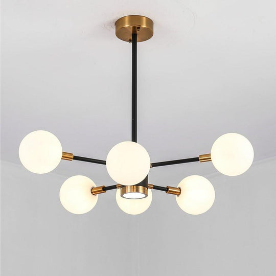 6-Light LED Glass &amp; Metal Modern Chandelier for Kitchen Island Lighting