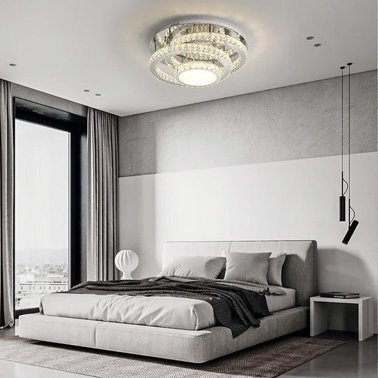 Gradated Flush Mount Ceiling Light – Industrial Acrylic &amp; Stainless Steel LED